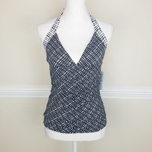 Athleta Halter Tankini Top Black White Sz XS A0505